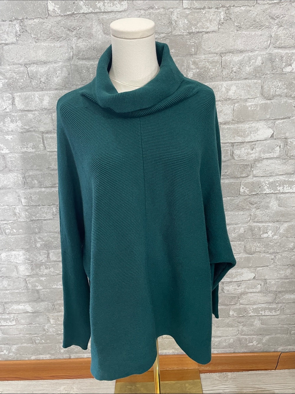 ANRABESS Cowl Neck Pullover Sweater in Teal